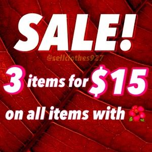🌺 All items with 🌺 are 3 for $15, each additional item with a 🌺 is $5